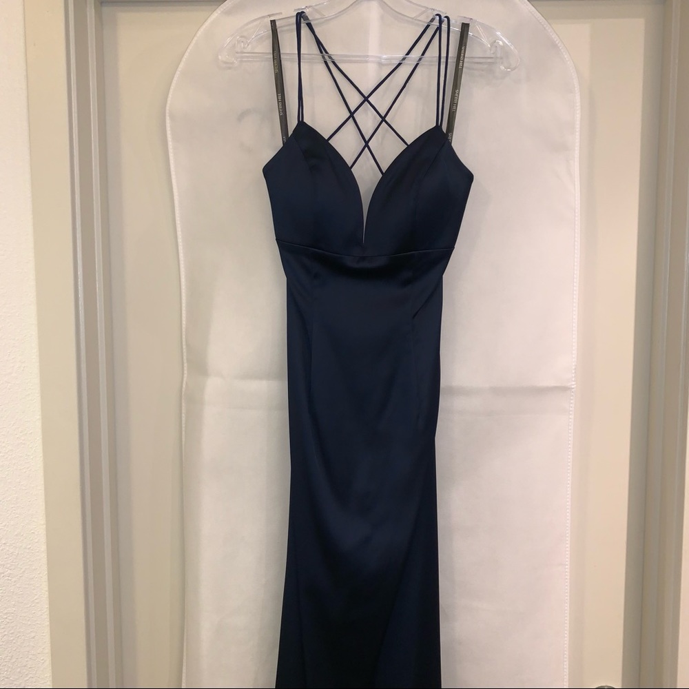Sherri hill satin blue long dress - Picture 12 of 14
